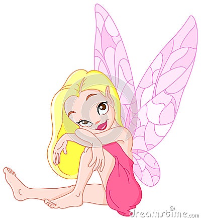 Young fairy sitting Vector Illustration