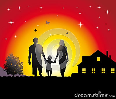 Young family Vector Illustration