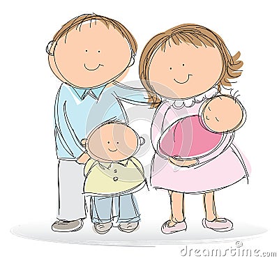 Young family Vector Illustration