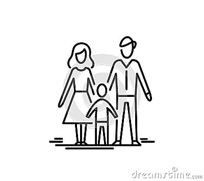 Young family child and parents Mother father kid. Vector Illustration