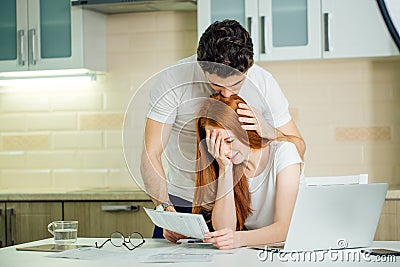 Family having debt problems, not able to pay out their loan Stock Photo