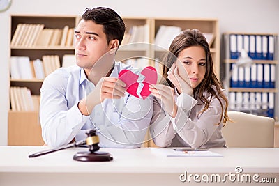 The young family in marriage divorce concept Stock Photo