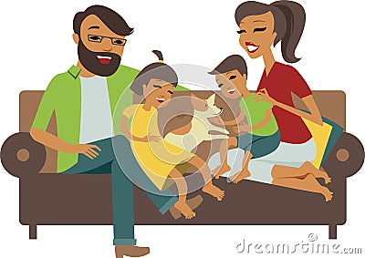 Young family Vector Illustration