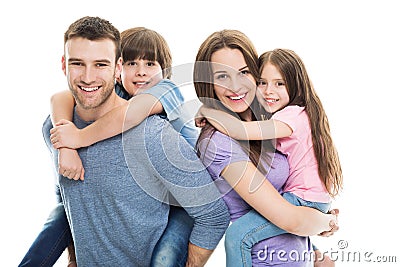 Young family with two kids Stock Photo