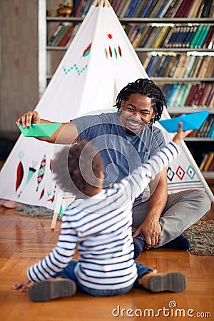 Young father love to play with his son at home. Family, together, love, playtime Stock Photo