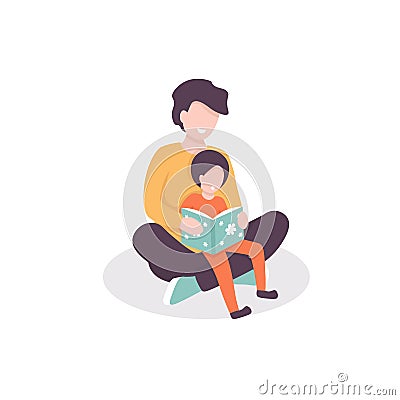 Read book father and son Vector Illustration