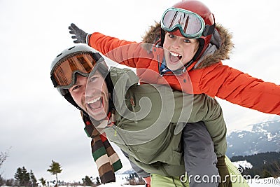 Young Father And Son On Winter Vacation Stock Photo