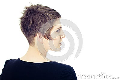 Young female with beautiful short hairstyle Stock Photo