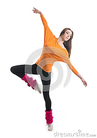 A young female dancer in attractive sporty clothes Stock Photo