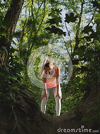 Young Female Forest Runner Stock Photo