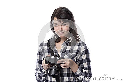 Young female freelance professional photographer or art student Stock Photo