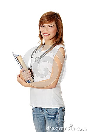 Young female medicine student Stock Photo