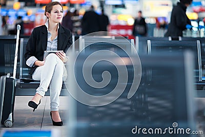 Young female passenger at the airport Stock Photo