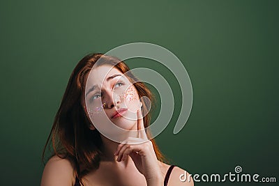 Young female hesitation doubt facial expression Stock Photo
