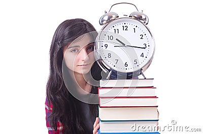 Young female student missing her deadlines Stock Photo