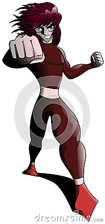 Young fighter cartoon isolated Stock Photo