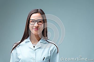 Young Filipino scientist smiles, advancing knowledge globally Stock Photo