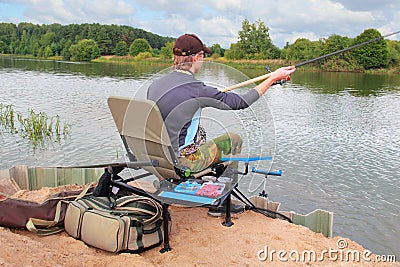 Young fishing man Stock Photo