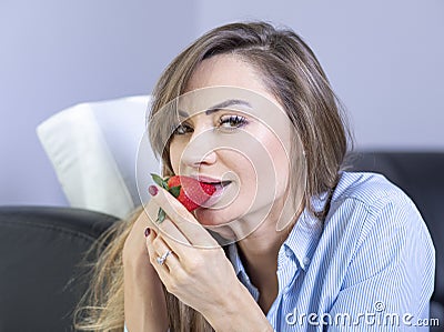 Young, fit and slim, beautiful woman with an expression on her face - joy, desire, reverie, pensiveness, thoughts. Romantic pose. Stock Photo
