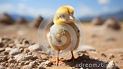 Young fledgling chick. Generative AI. Stock Photo