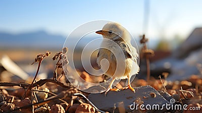 Young fledgling chick. Generative AI. Stock Photo