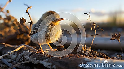 Young fledgling chick. Generative AI. Stock Photo