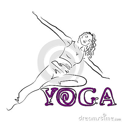 Young flexible woman with a thin waist practicing yoga. You can use it as a logo for group sessions, for a yoga studio or class of Vector Illustration