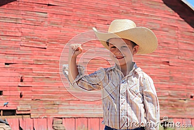Young Flexing Cowboy Stock Photo