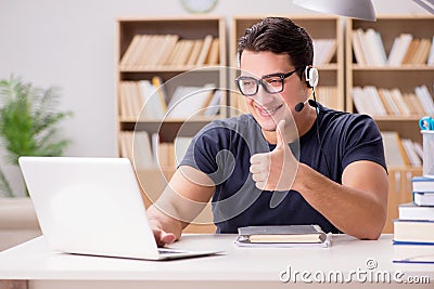 The young freelance worked working on computer Stock Photo