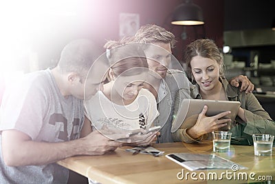 Young friends surfing on internet Stock Photo