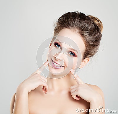 Young Funny Woman Waiting a Kiss. Happy Healthy Girl Stock Photo