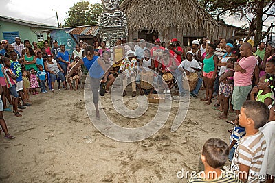 Young garifuna man dancing in Honduras Editorial Stock Photo