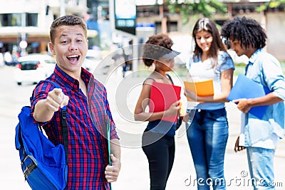 Young german male student with group of international young adults Stock Photo