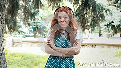 Young ginger woman show emotions Stock Photo