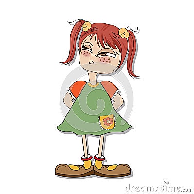 young girl amused and distrustful Vector Illustration
