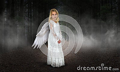 Young Girl Angel, Heaven, Religion Stock Photo