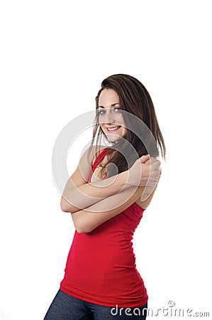 Young girl arms crossing Stock Photo