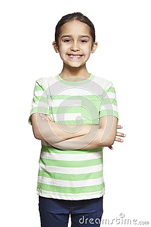 Young girl arms folded smiling Stock Photo