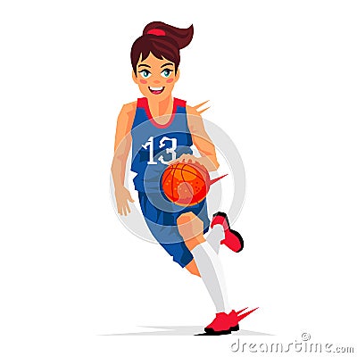 Young girl basketball player Vector Illustration