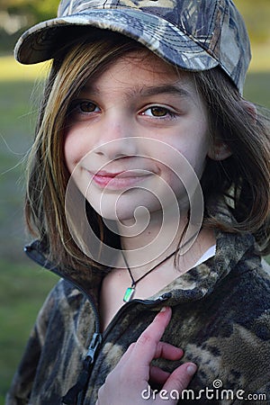 Young Girl in Camo Stock Photo