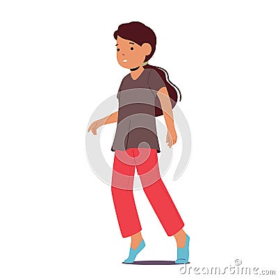 Young Girl Character Tiptoeing, Exhibits Potential Signs Of Autism, Cartoon People Vector Illustration Vector Illustration