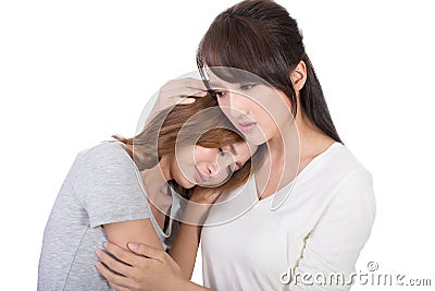 Young girl comforted Stock Photo