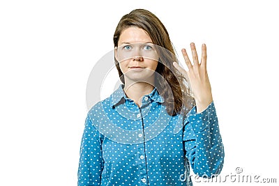 Young girl counting four Stock Photo