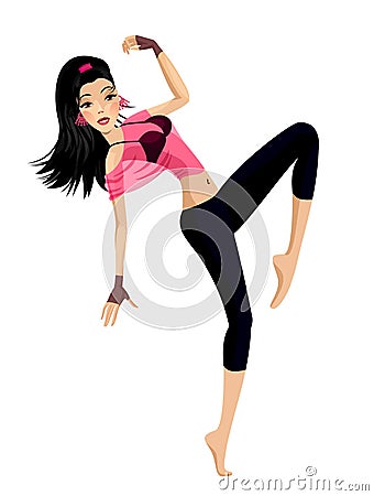 Young girl dancing Vector Illustration