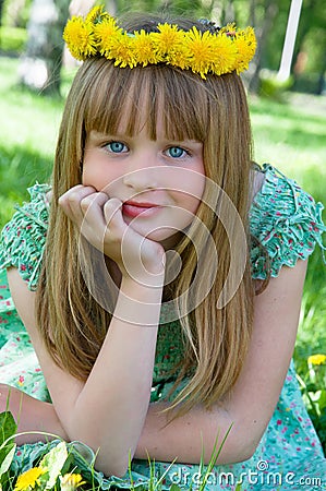 Young girl with dandelion Stock Photo