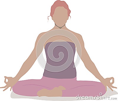 A young girl doing channel cleaning breath in a lotus yoga pose Vector Illustration