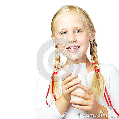 Young girl drinking milk Stock Photo