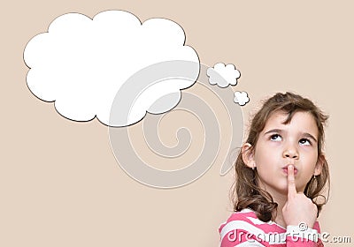 Young girl with an empty thought bubble Stock Photo