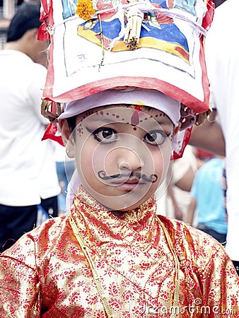 A young girl in Festival of Cows-Gaijatra Editorial Stock Photo