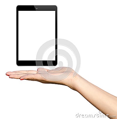 Young Girl Hand Holding IPad Mini Tablet Stock Photo